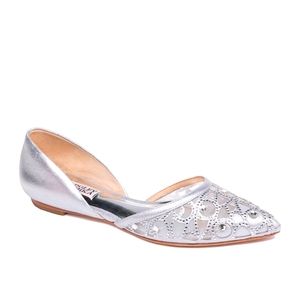 Badgley Mischka jeweled silver flat shoes  size 8
